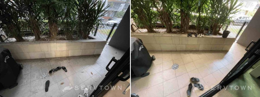 Before and after balcony cleaning